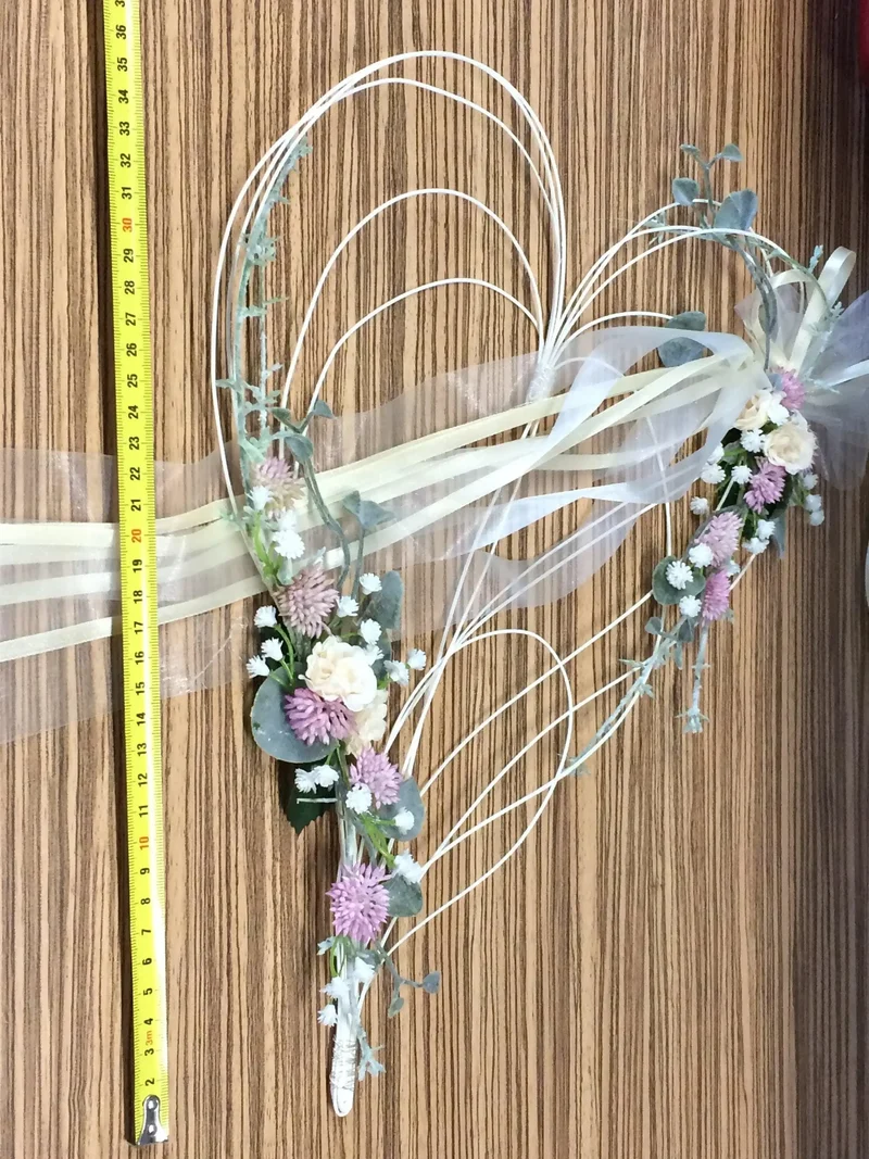 Autoschleifen Hochzeit 2er Set Seidenblumen – Brautauto Deko