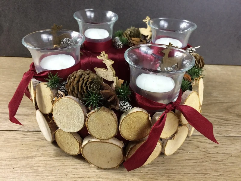 Adventskranz Hirsch rund – stilvoll Naturmaterialien