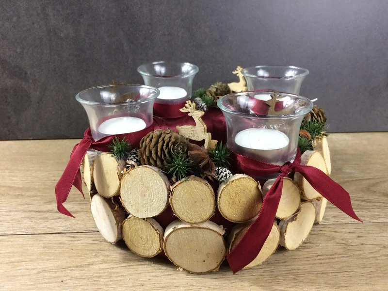 Adventskranz Hirsch rund – stilvoll Naturmaterialien
