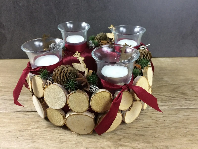 Adventskranz Hirsch rund – stilvoll Naturmaterialien