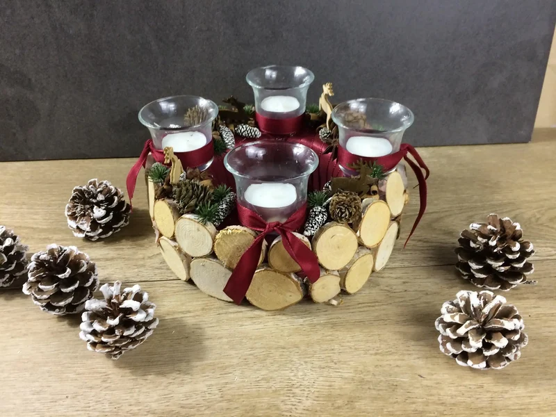 Adventskranz Hirsch rund – stilvoll Naturmaterialien
