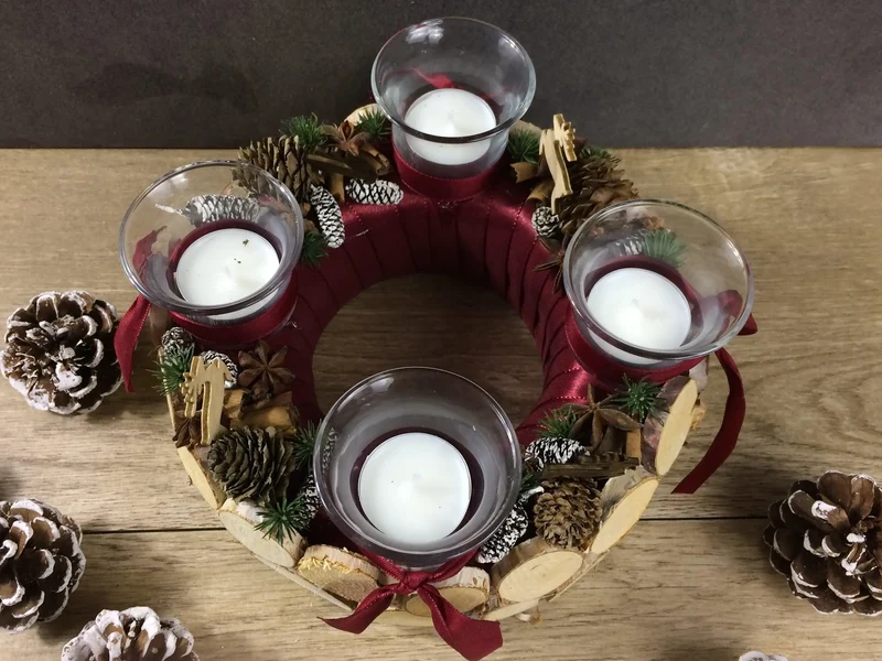 Adventskranz Hirsch rund – stilvoll Naturmaterialien