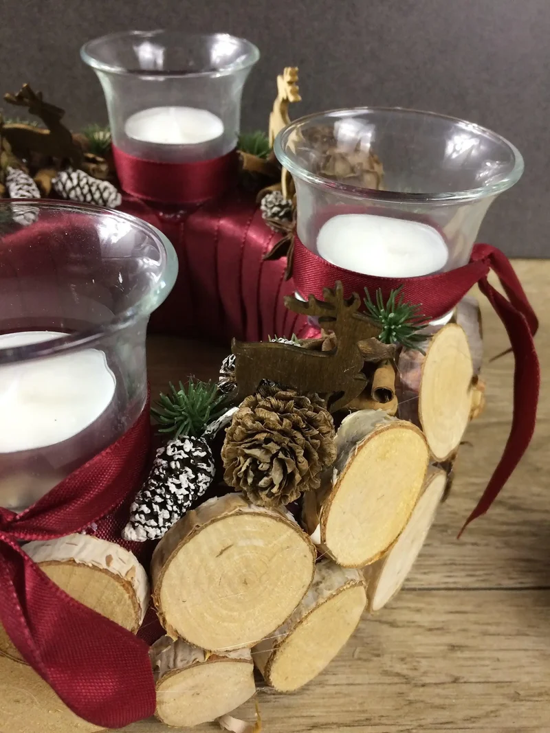 Adventskranz Hirsch rund – stilvoll Naturmaterialien