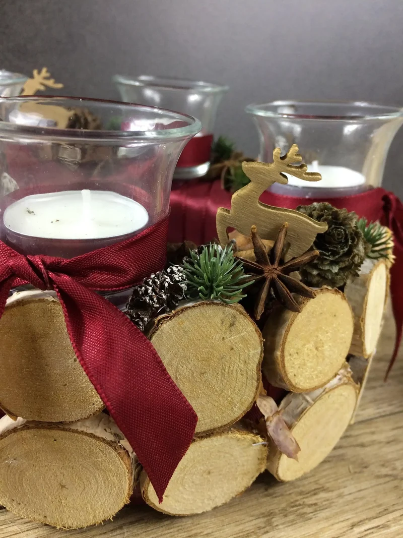 Adventskranz Hirsch rund – stilvoll Naturmaterialien