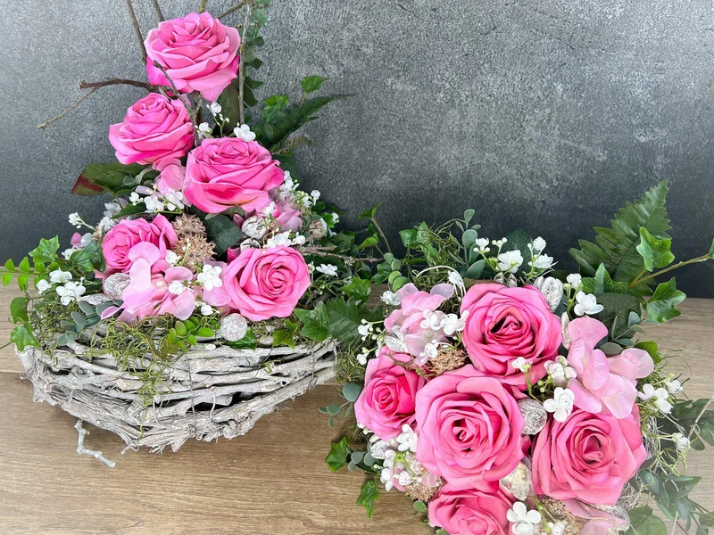 Seidenblumen Grabgesteck Set Hortensie – Grabdekoration handgefertigt