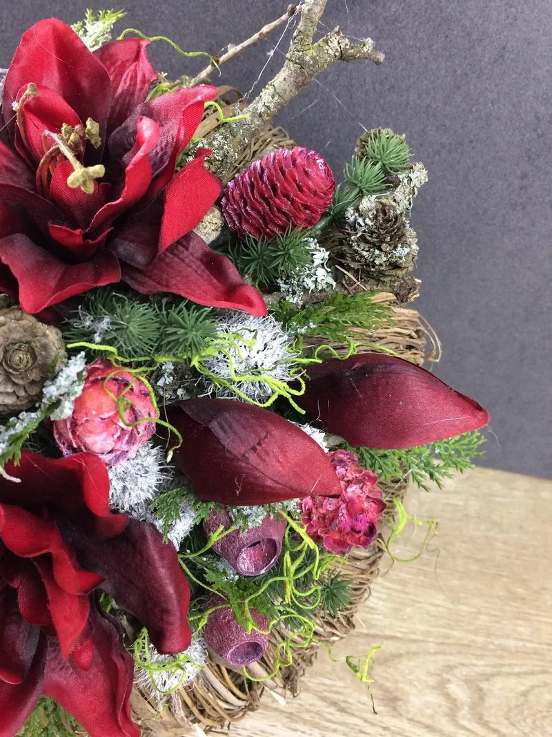 Grabgesteck Amaryllis 32cm Seidenblumen – ausdrucksstarke Grabdeko