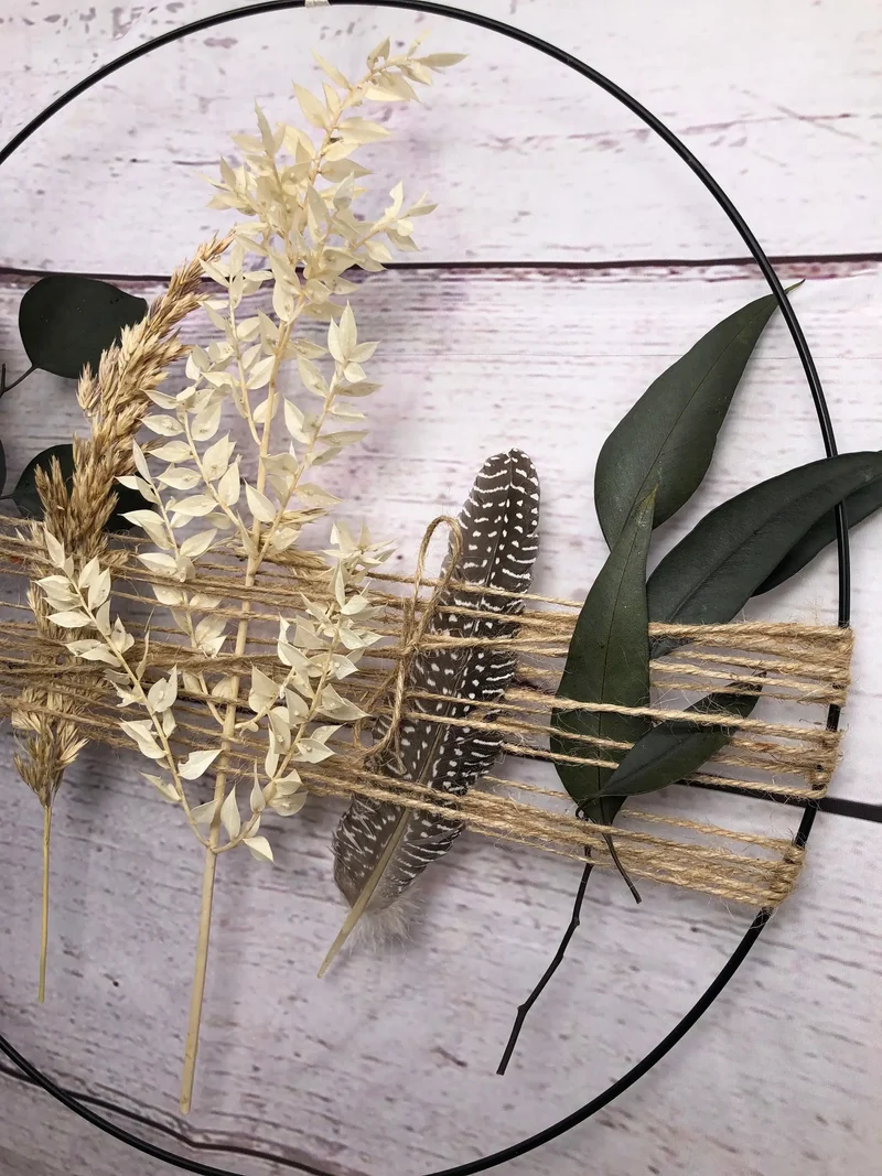 Trockenblumen Fensterdeko – Girlande mit Eukalyptus & Gräsern – langle