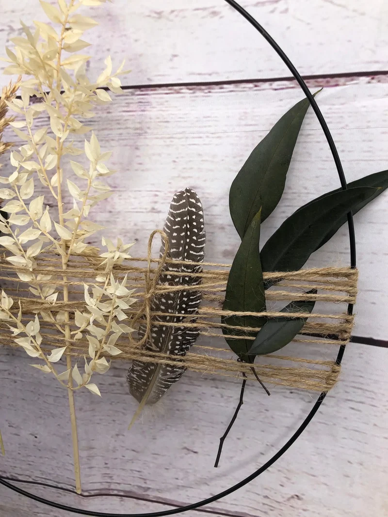 Trockenblumen Fensterdeko – Girlande mit Eukalyptus & Gräsern – langle