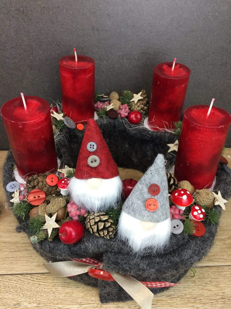 Adventskranz rund stilvoll – mehrjährig handgefertigt