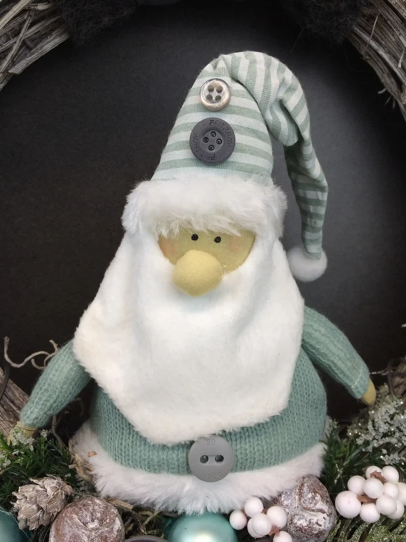 Türkranz Weihnachten mit Wichtel 37cm – Weihnachtskranz Wunschfarbe