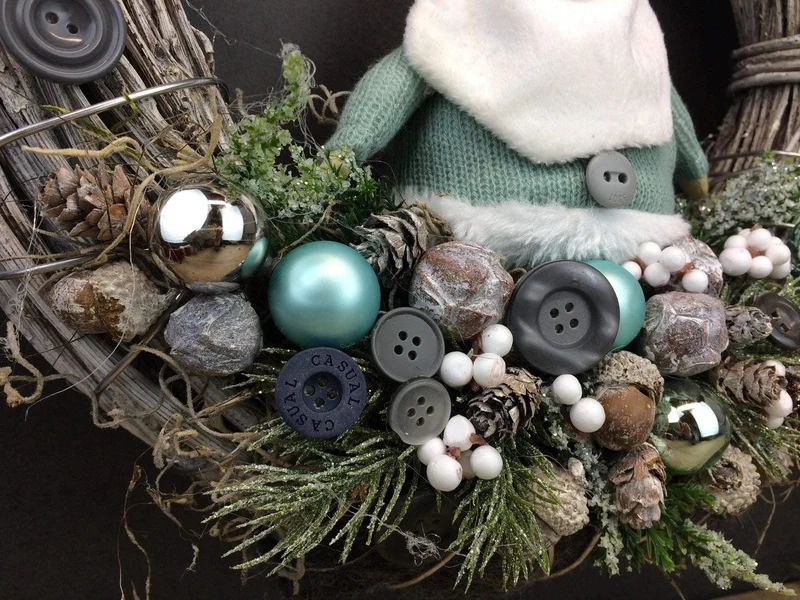Türkranz Weihnachten mit Wichtel 37cm – Weihnachtskranz Wunschfarbe