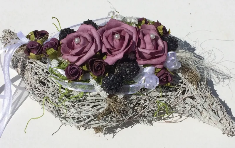 Grabschmuck Rose Seidenblumen – Grabgesteck handgefertigt
