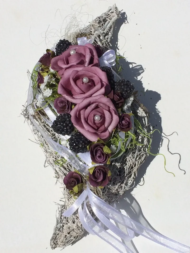 Grabschmuck Rose Seidenblumen – Grabgesteck handgefertigt