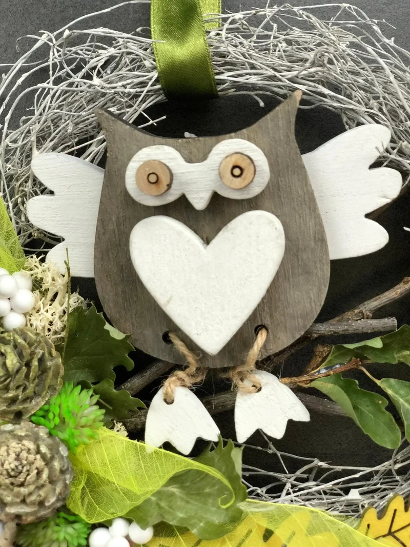 Herbst Türkranz mit Eule 22cm – Türdeko warm & einladend
