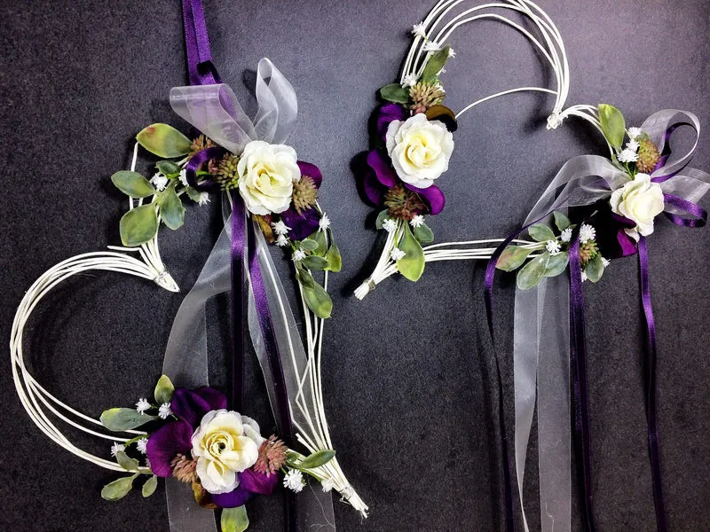 Hochzeit Autoschleifen 2er Set – Seidenblumen handgefertigt