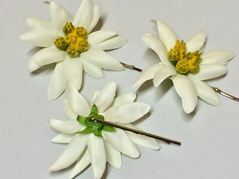 Haarklammern Edelweiß – Haarklemmen mit Seidenblumen 3er Set