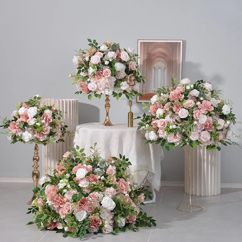 Handgefertigtes Seidenblumen Gesteck in Rosé & Weiß – Rosen, Pfingstrosen & Hortensien