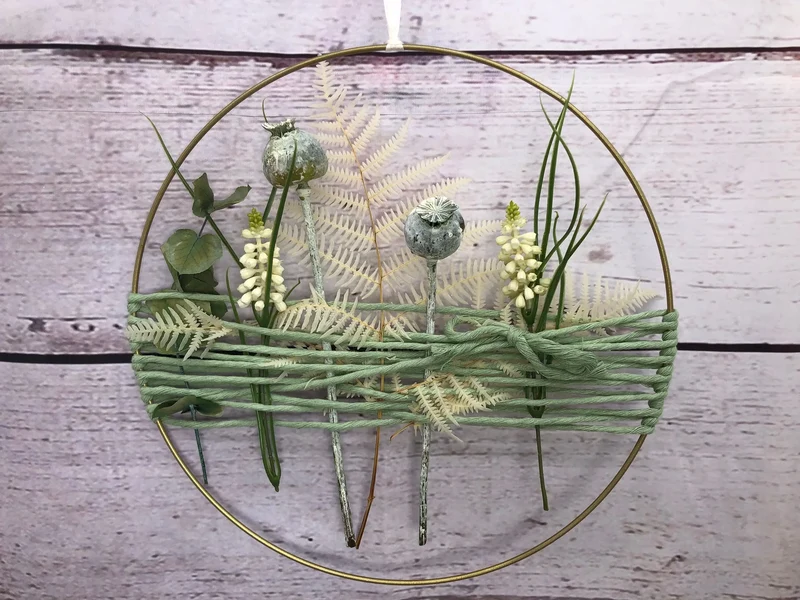 Trockenblumen Fensterdeko – Girlande mit Eukalyptus & Gräsern – Wunsch