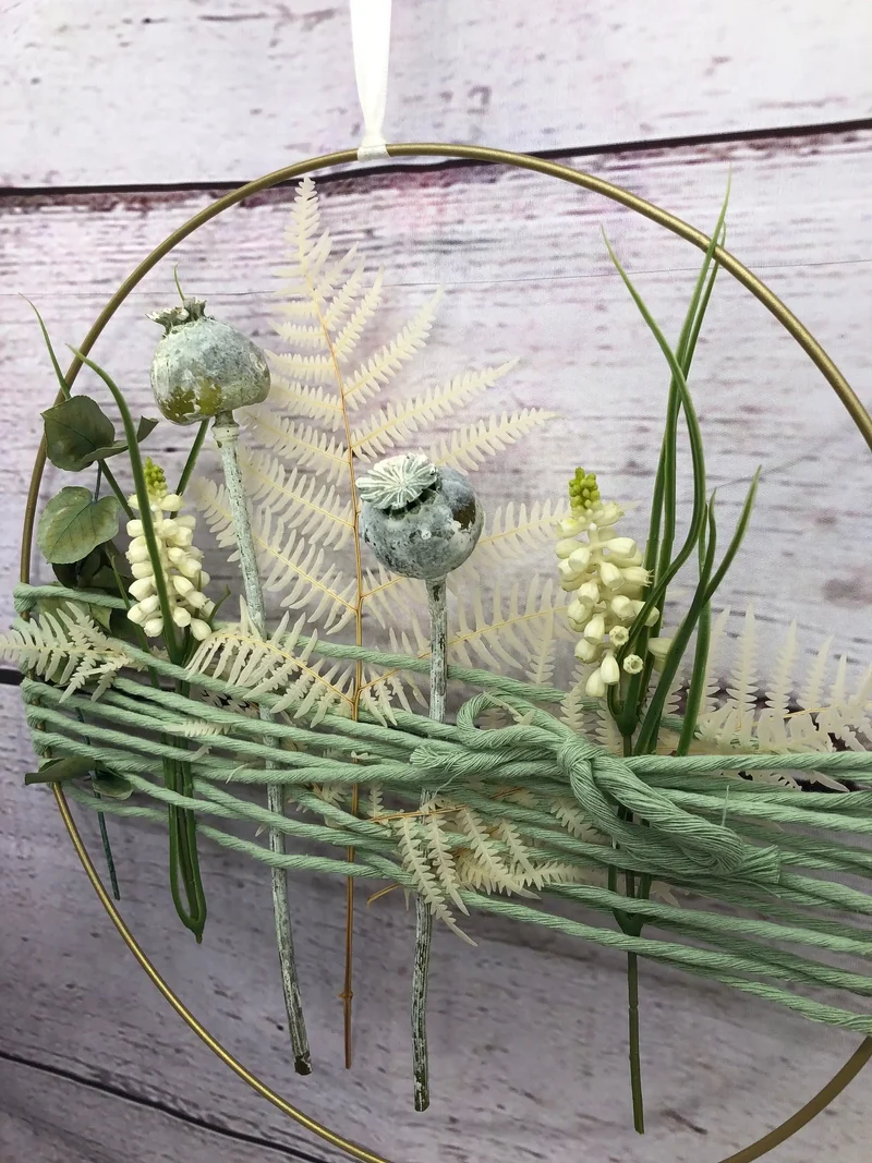 Trockenblumen Fensterdeko – Girlande mit Eukalyptus & Gräsern – Wunsch