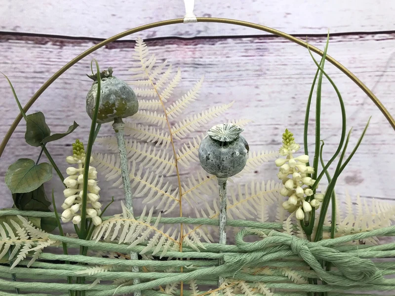 Trockenblumen Fensterdeko – Girlande mit Eukalyptus & Gräsern – Wunsch