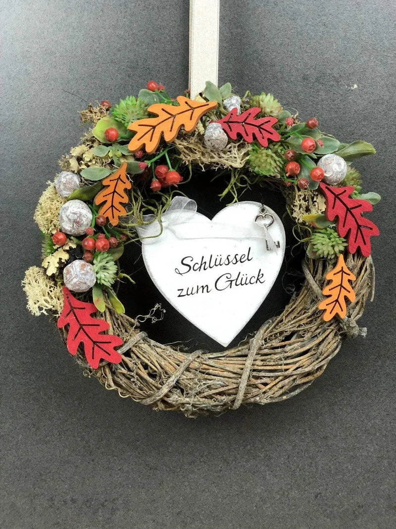 Herbst Türkranz mit Herz 22cm – Türdeko modern & stilvoll handgefertig