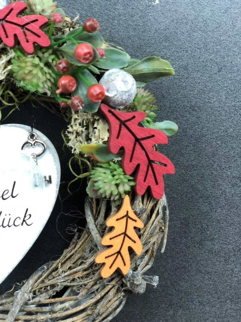 Herbst Türkranz mit Herz 22cm – Türdeko modern & stilvoll handgefertig