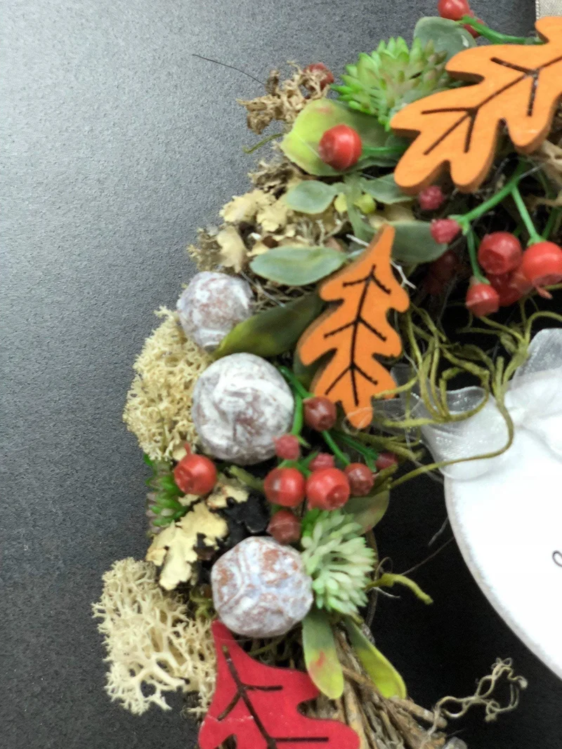 Herbst Türkranz mit Herz 22cm – Türdeko modern & stilvoll handgefertig