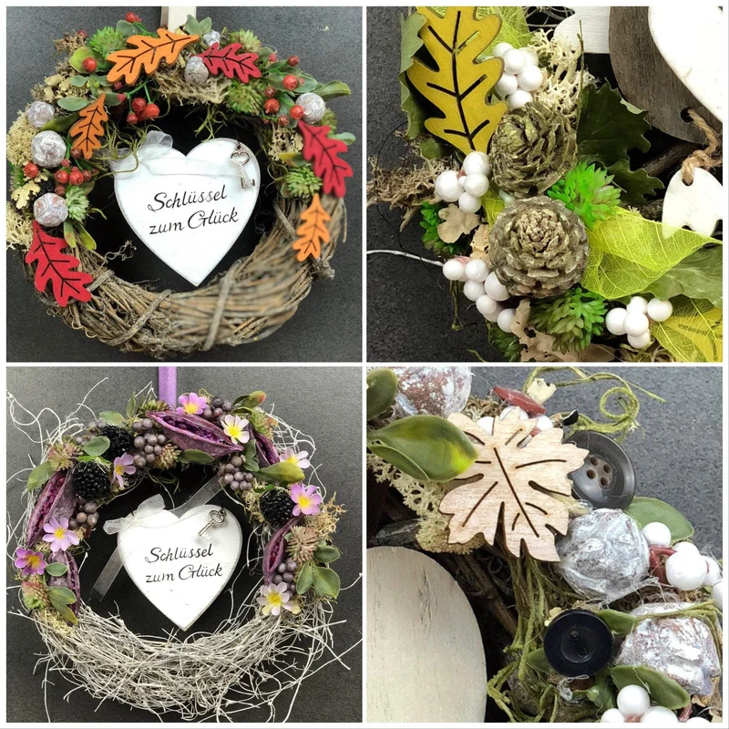 Herbst Türkranz mit Herz 22cm – Türdeko modern & stilvoll handgefertig