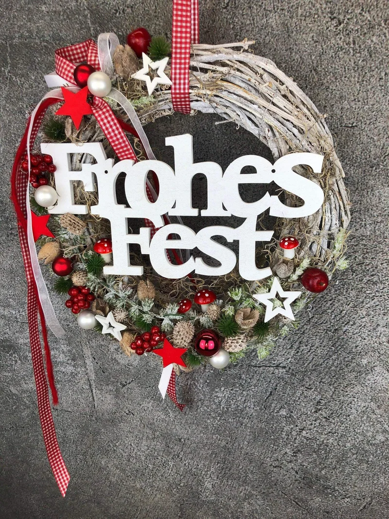 Türkranz Frohe Weihnachten – Weihnachtskranz Wunschfarbe Tanne