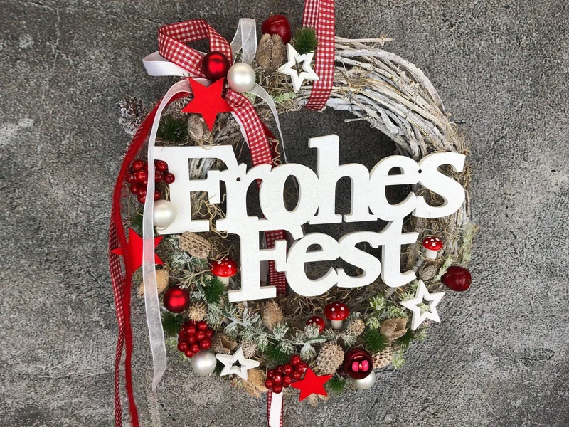 Türkranz Frohe Weihnachten – Weihnachtskranz Wunschfarbe Tanne
