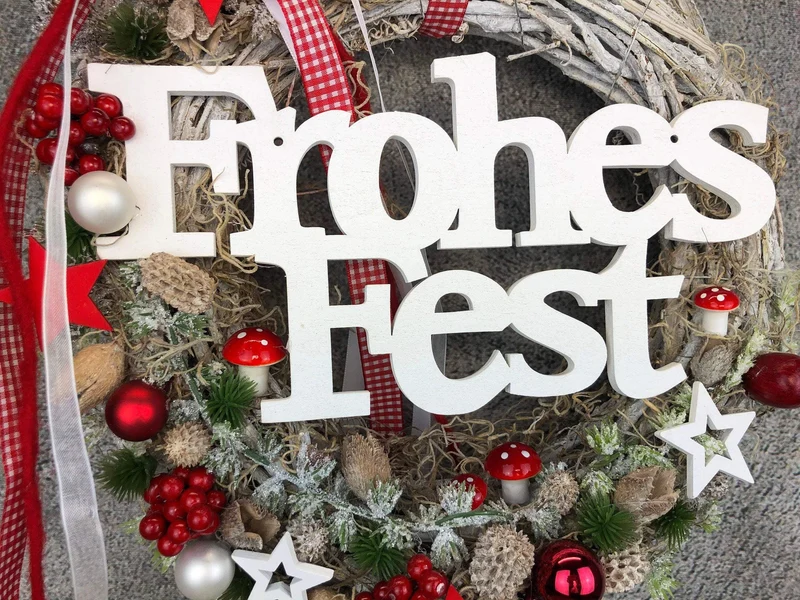 Türkranz Frohe Weihnachten – Weihnachtskranz Wunschfarbe Tanne
