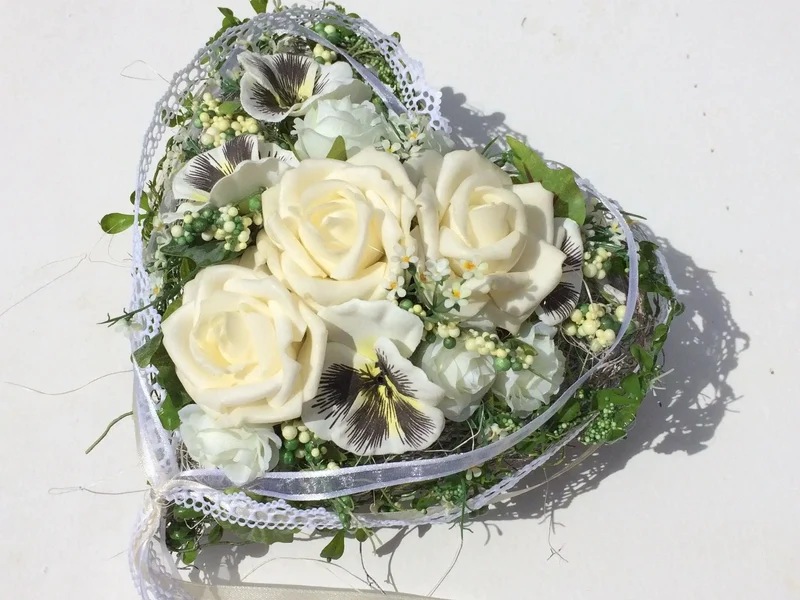 Rose Grabherz Seidenblumen – handgefertigter Grabschmuck – für Außenbe
