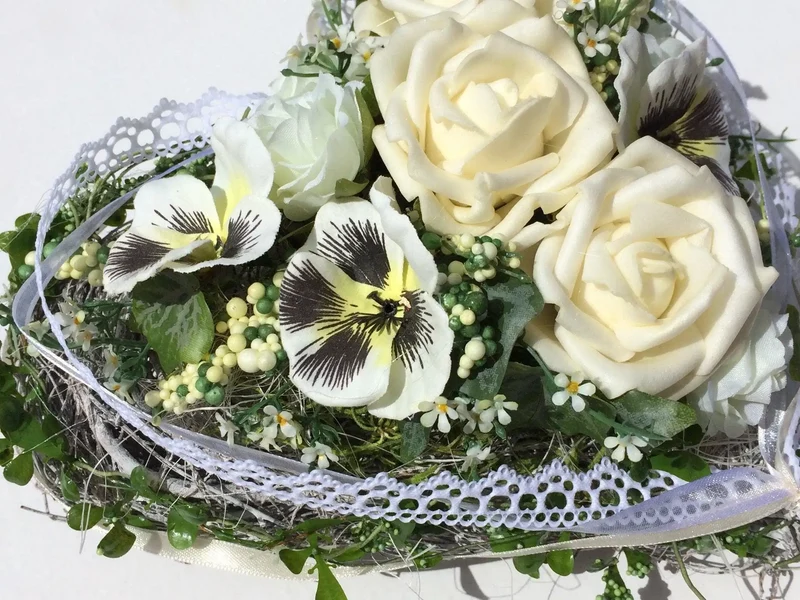 Rose Grabherz Seidenblumen – handgefertigter Grabschmuck – für Außenbe