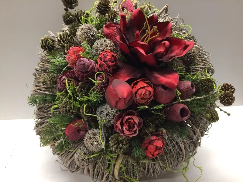 Seidenblumen Grabgesteck Amaryllis – Grabschmuck modern – für Außenber