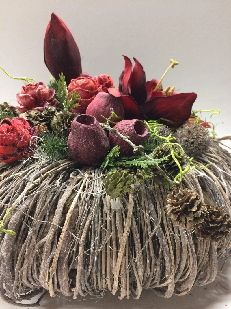 Seidenblumen Grabgesteck Amaryllis – Grabschmuck modern – für Außenber