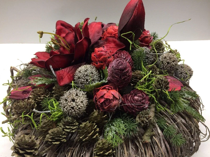 Seidenblumen Grabgesteck Amaryllis – Grabschmuck modern – für Außenber