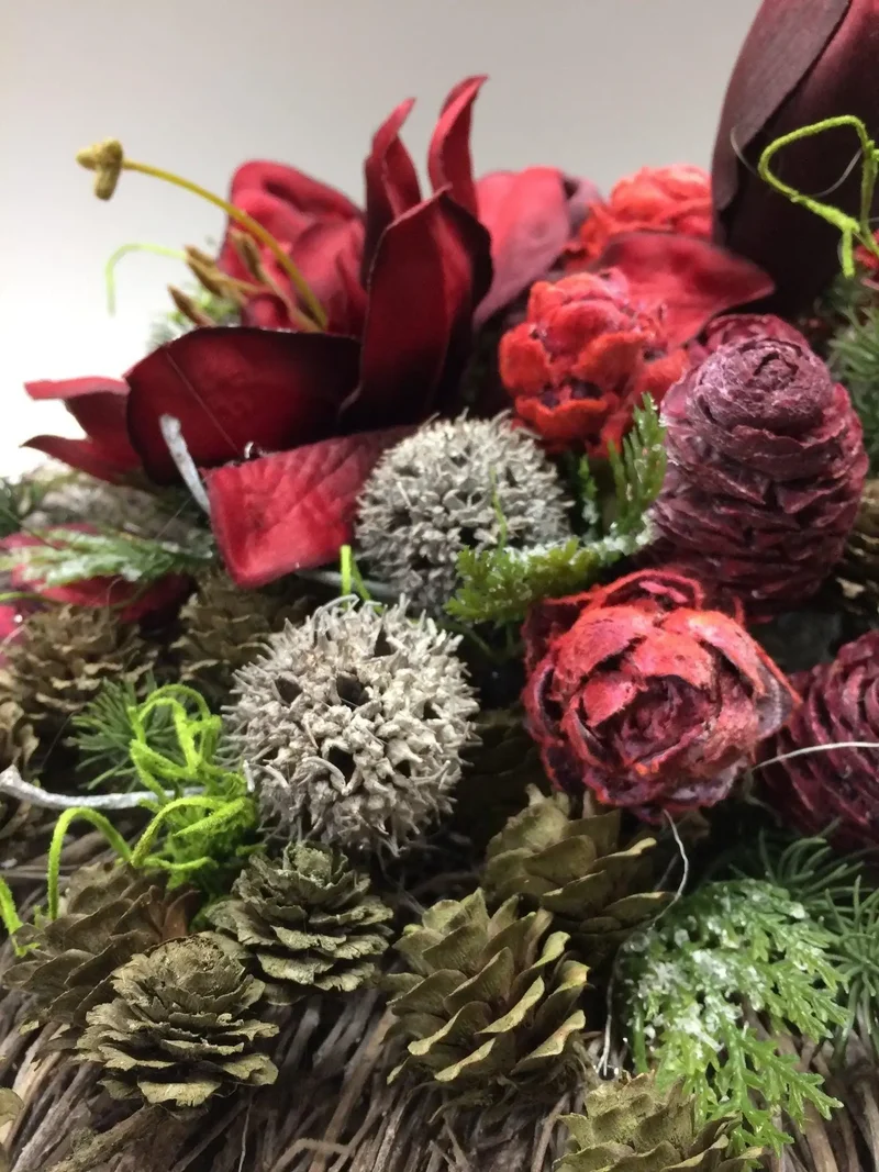 Seidenblumen Grabgesteck Amaryllis – Grabschmuck modern – für Außenber