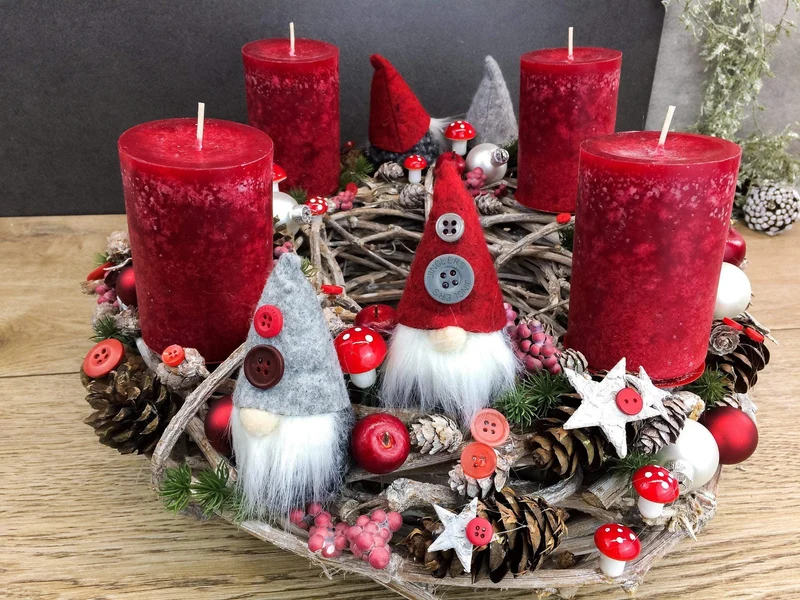 Adventskranz rund – mehrjährig wiederverwendbar & handgefertigt mit Ta