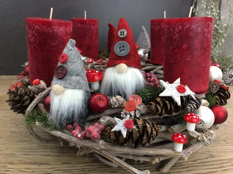 Adventskranz rund – mehrjährig wiederverwendbar & handgefertigt mit Ta