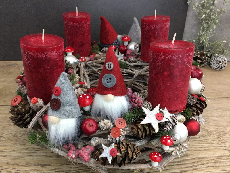 Adventskranz rund – mehrjährig wiederverwendbar & handgefertigt mit Ta