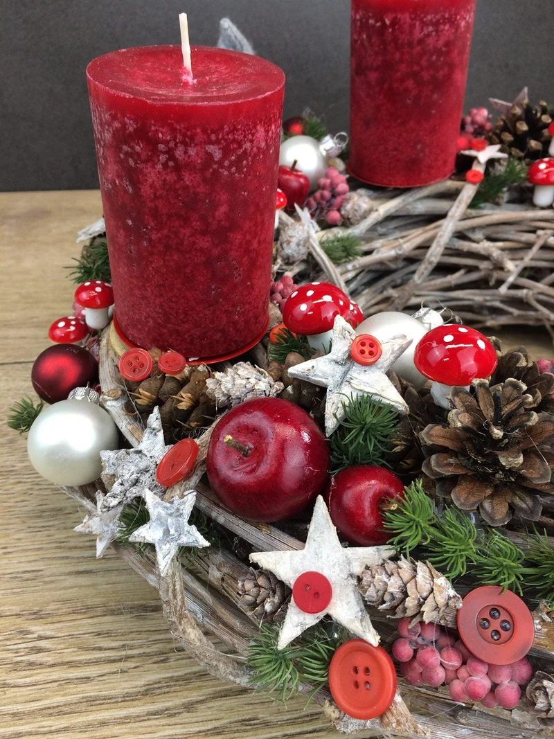 Adventskranz rund – mehrjährig wiederverwendbar & handgefertigt mit Ta