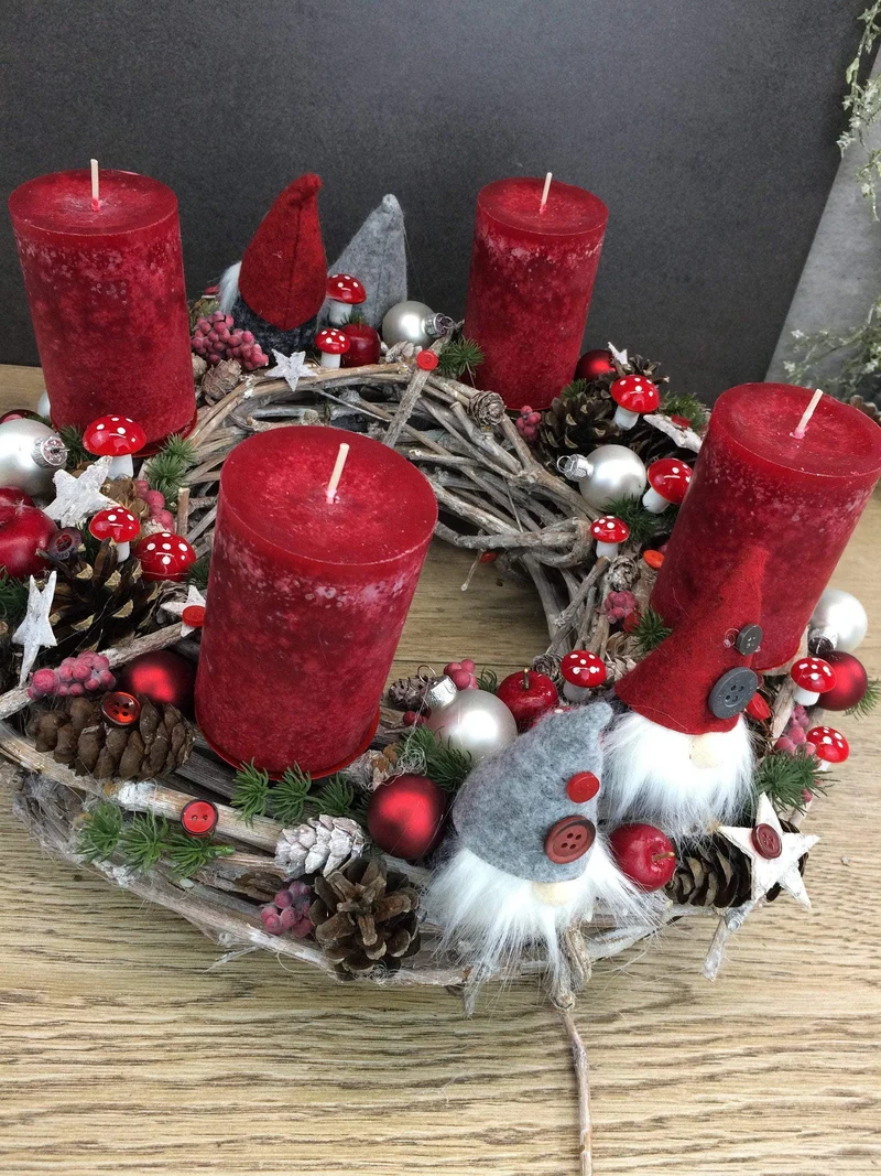 Adventskranz rund – mehrjährig wiederverwendbar & handgefertigt mit Ta