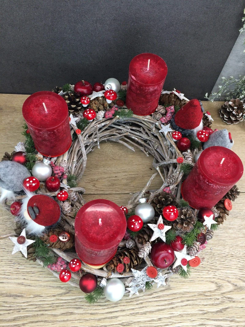 Adventskranz rund – mehrjährig wiederverwendbar & handgefertigt mit Ta
