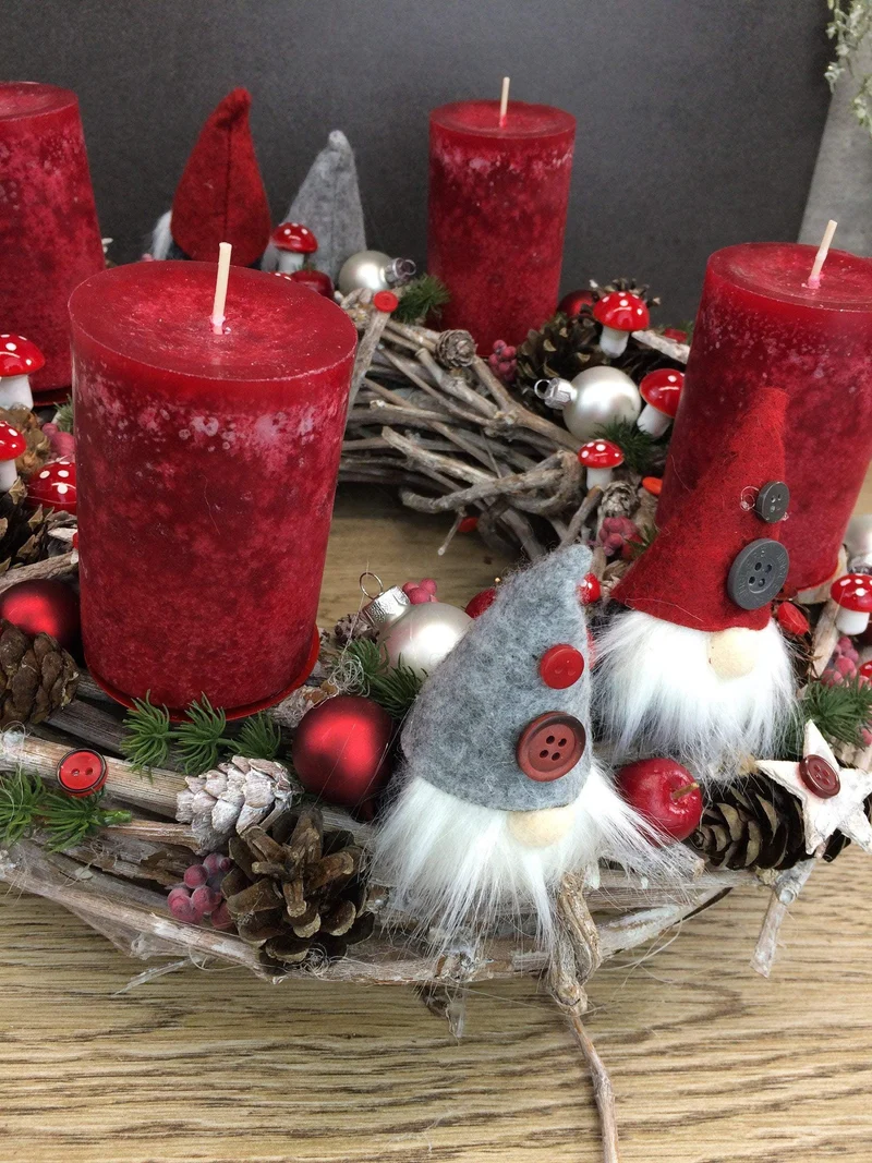 Adventskranz rund – mehrjährig wiederverwendbar & handgefertigt mit Ta