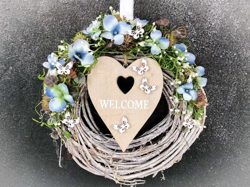 Türdekoration Welcome Seidenblumen – Türkranz ganzjährig