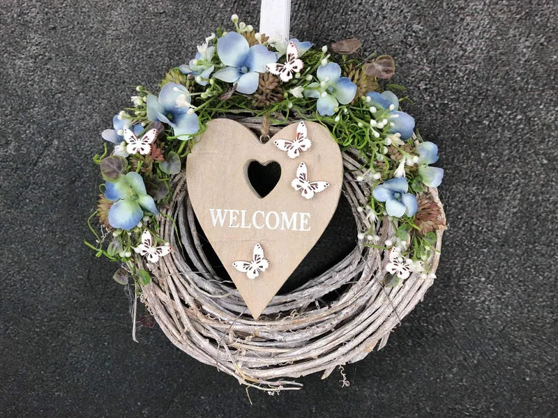 Türdekoration Welcome Seidenblumen – Türkranz ganzjährig
