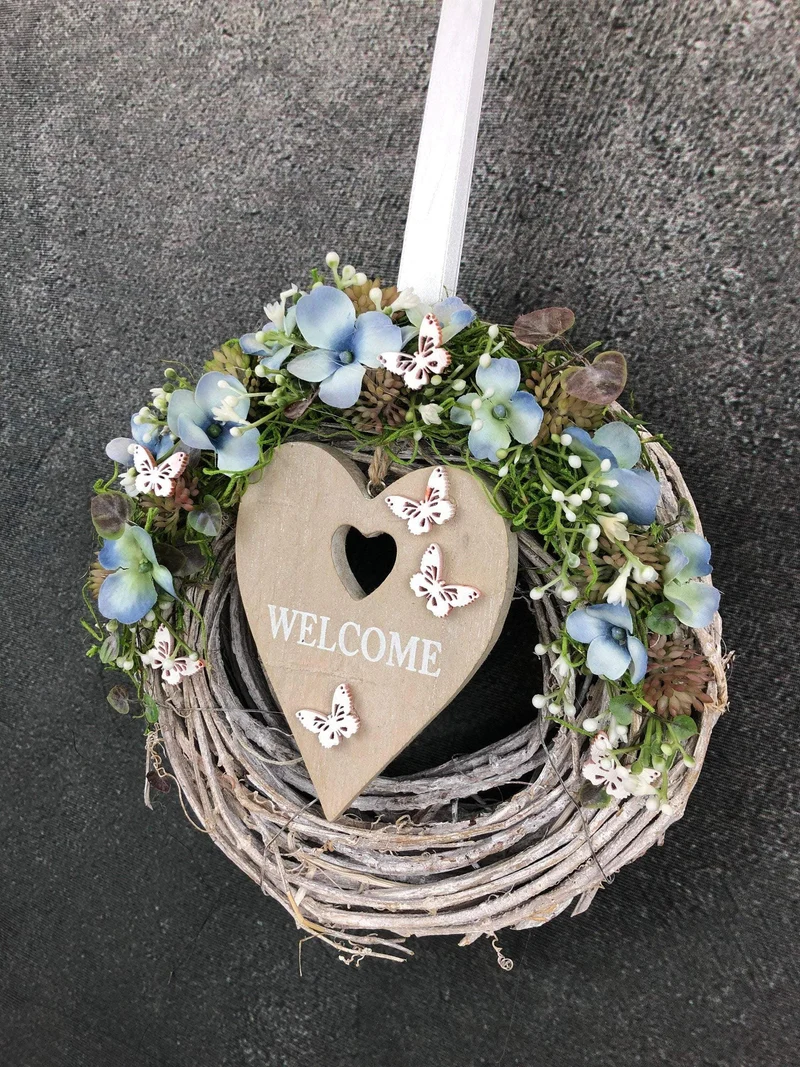 Türdekoration Welcome Seidenblumen – Türkranz ganzjährig