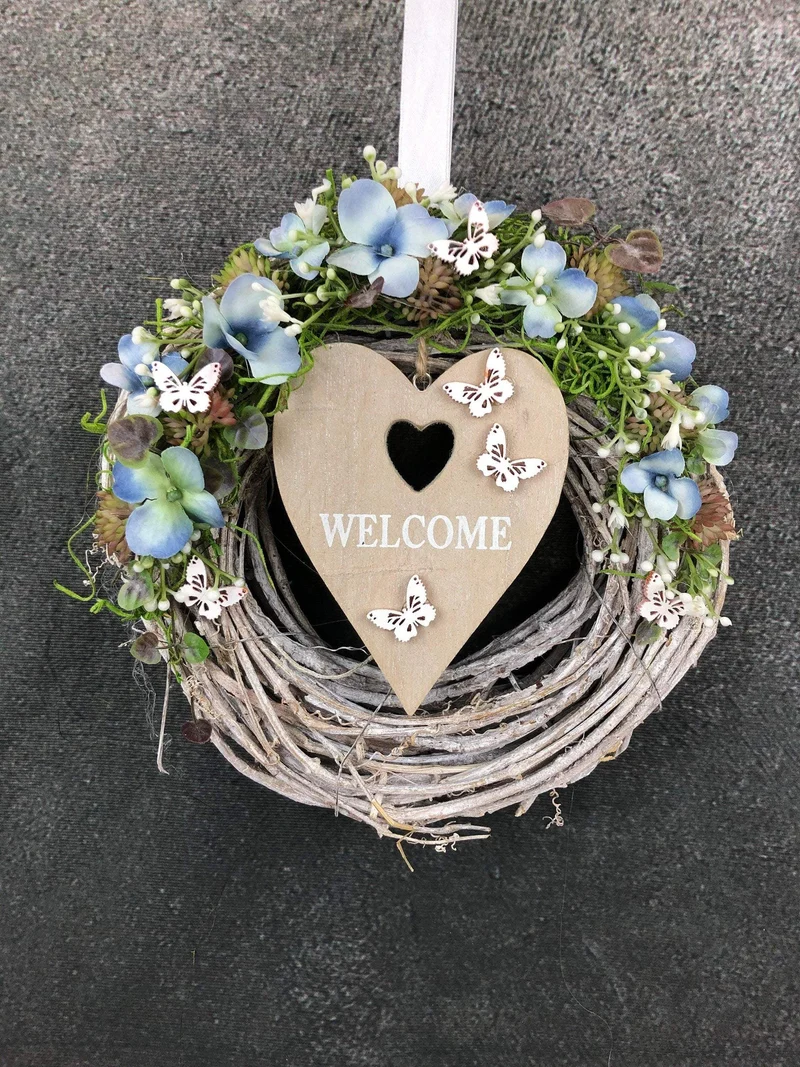 Türdekoration Welcome Seidenblumen – Türkranz ganzjährig