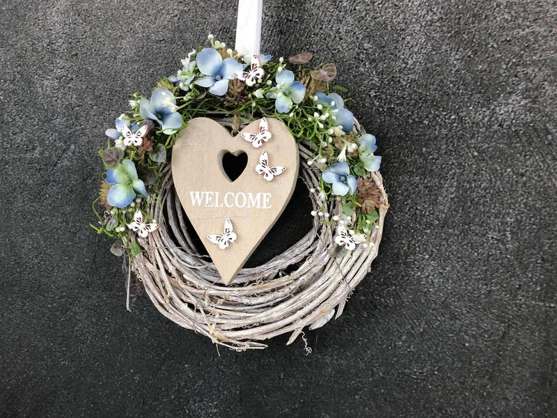 Türdekoration Welcome Seidenblumen – Türkranz ganzjährig