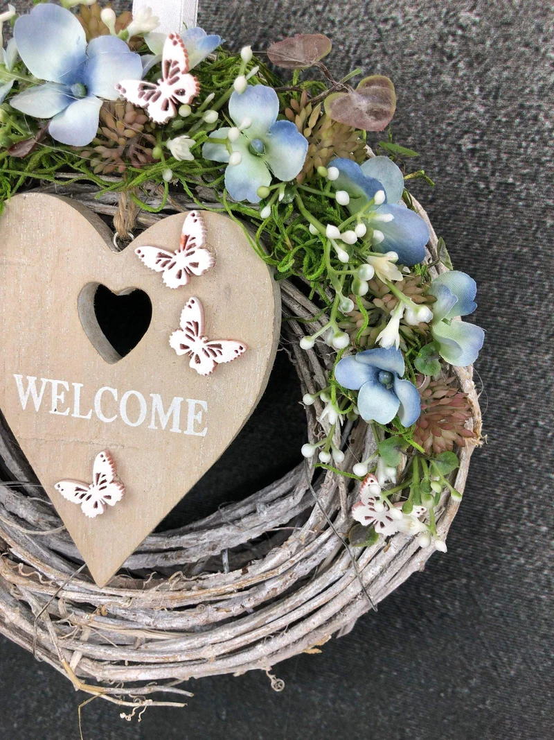 Türdekoration Welcome Seidenblumen – Türkranz ganzjährig